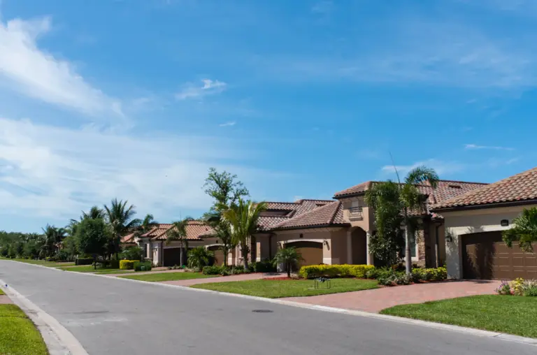 Residential homes in a landscaped Florida neighborhood