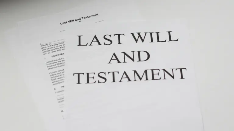 Last will and testament document for estate planning