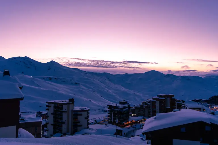 Snowy mountain landscape at a French Alps ski resort