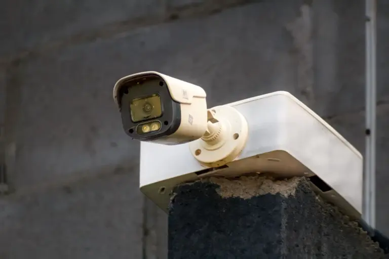 Outdoor security camera monitoring a property
